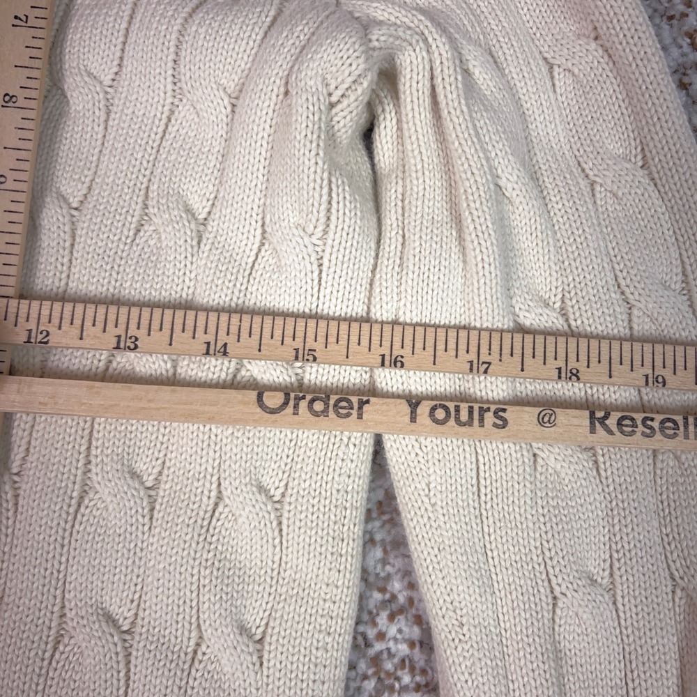 Ralph Lauren Sport Turtleneck Sweater Women S Cream Cable Knit Cotton Pony Logo - Picture 7 of 8
